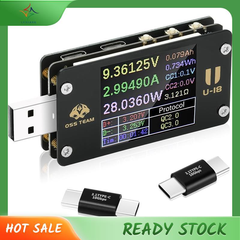[luxiang.th] เครื่องทดสอบมิเตอร์ไฟฟ้า USB-C มัลติฟังก์ชั่น DC 4-25V 6.5A 1.77 นิ้ว USB มัลติมิเตอร์แ