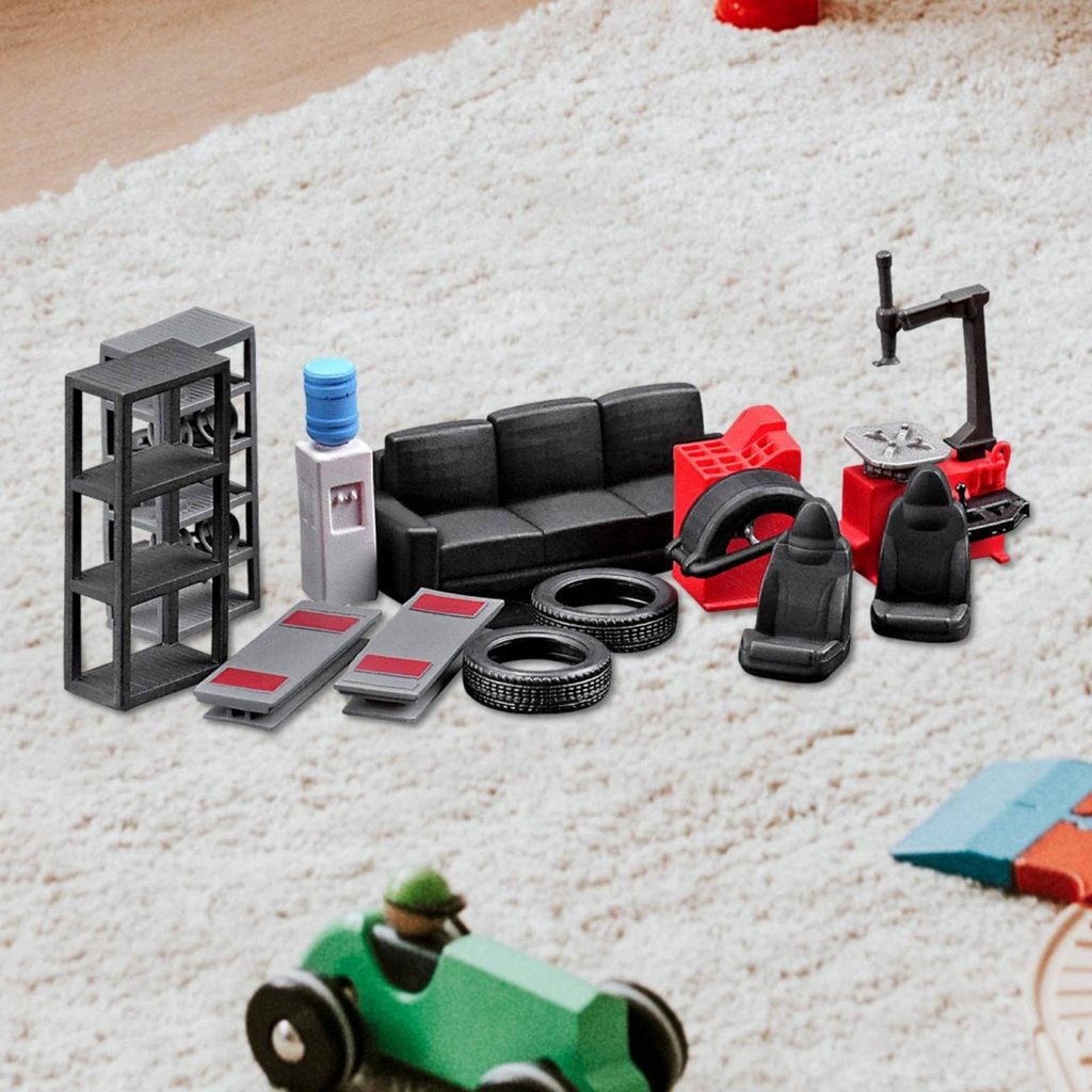 12 ชิ้นเรซิ่น 1:64 ชุดเครื่องมือซ่อมแซมละเอียด Mini Auto Repair Kit 3D สําหรับบ้านตุ๊กตา