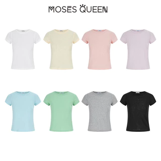 MOSESQUEEN มอสส์ ราชินี เสื้อยืดคอกลมแขนสั้นสีพื้นทรงปล่อยเหมาะกับทุกฤดูกาลและอเนกประสงค์สําหรับโอกาสต่างๆ #63730