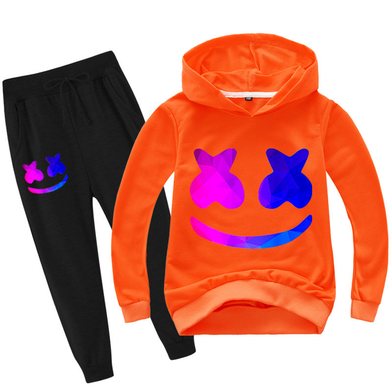 TWmarshmello Marshmello DJ Medium Big Kids Boys Girls Hoodie + ชุดกางเกงขายาว 0236Korea E9AZ