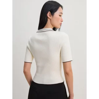[Pomelo] เสื้อโปโลถักขอบตัดกัน / Contrast Trim Polo Knitted Top
