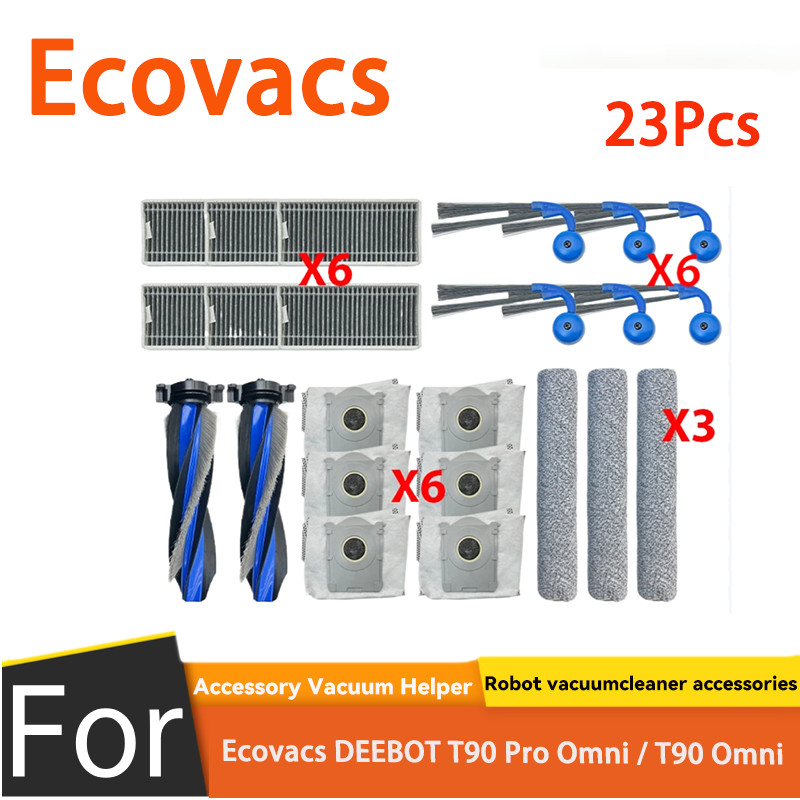 สําหรับ Ecovacs DEEBOT T90 Pro Omni / T90 Omni Hepa Filter Roller Mop ถุงเก็บฝุ่น Accessorie (23 ชิ้