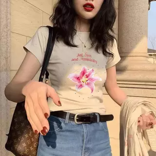 เสื้อยืดแขนสั้น Bangkok COD สไตล์เกาหลี พิมพ์ลายสำหรับผู้หญิง เสื้อพิมพ์ลาย คอกลม เสื้อยืดแฟชั่นผู้หญิง