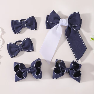 1/2pcs ริบบิ้นผม Bows คลิปผม Tie ชุดสําหรับสาว Navy Blue คลาสสิก Bowknot Hairpin Headwear เด็กอุปกรณ์เสริมผม
