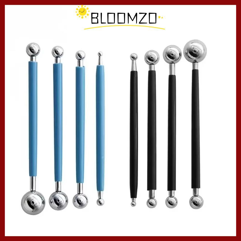 จัดส่งจากประเทศไทยBLOOMZO เครื่องมือการสร้างแบบจําลองประติมากรรม 4 ชิ้น, โลหะ Ball Double-Ended Clay เครื่องมือ, Dotting Sculpting เค้กตกแต่งเครื่องมือการสร้างแบบจําลองเซรามิคชุด