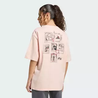 adidas ไลฟ์สไตล์ เสื้อยืดพิมพ์ลาย MINI EMBROIDERY OVERSIZED ผู้หญิง สีชมพู KG5449