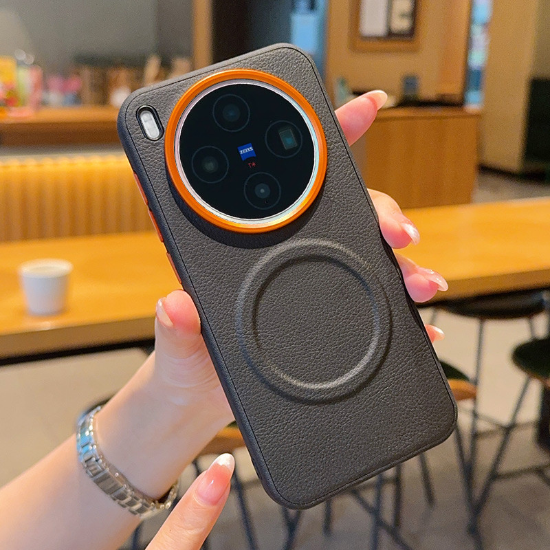 ใหม่สําหรับ VIVO X300s X300 X200s X200 X100s Pro Mini/Ultra แม่เหล็กหนัง Soft Border เคสโทรศัพท์ปุ่มโลหะอิสระและฝาครอบเลนส์ธุรกิจหรูหราแฟชั่น