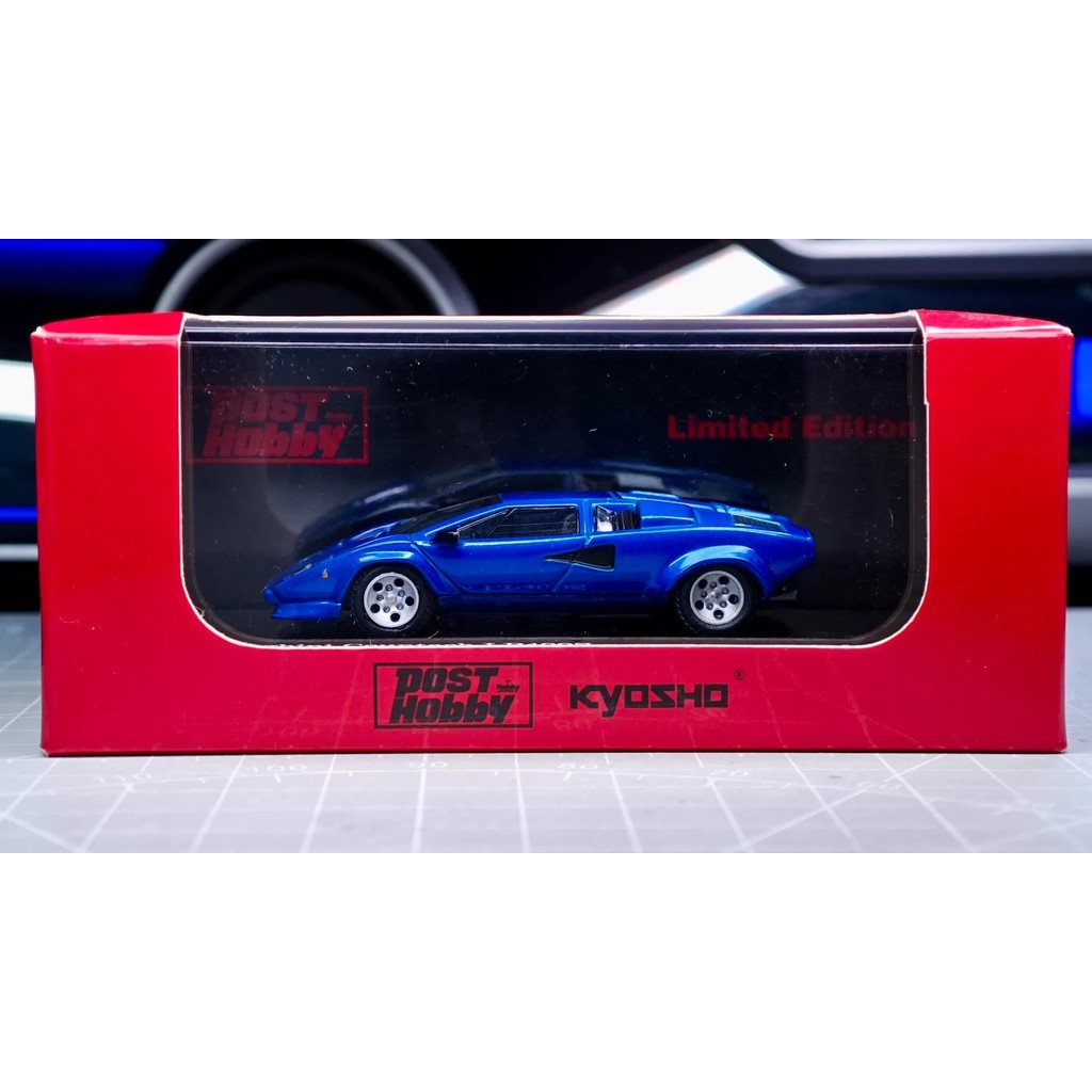 [สต๊อกพร้อม 1 รายการ] Jingshang KY ปกแข็ง Lamborghini Countach LP400 S Metallic Blue 1/64Post Hobby 