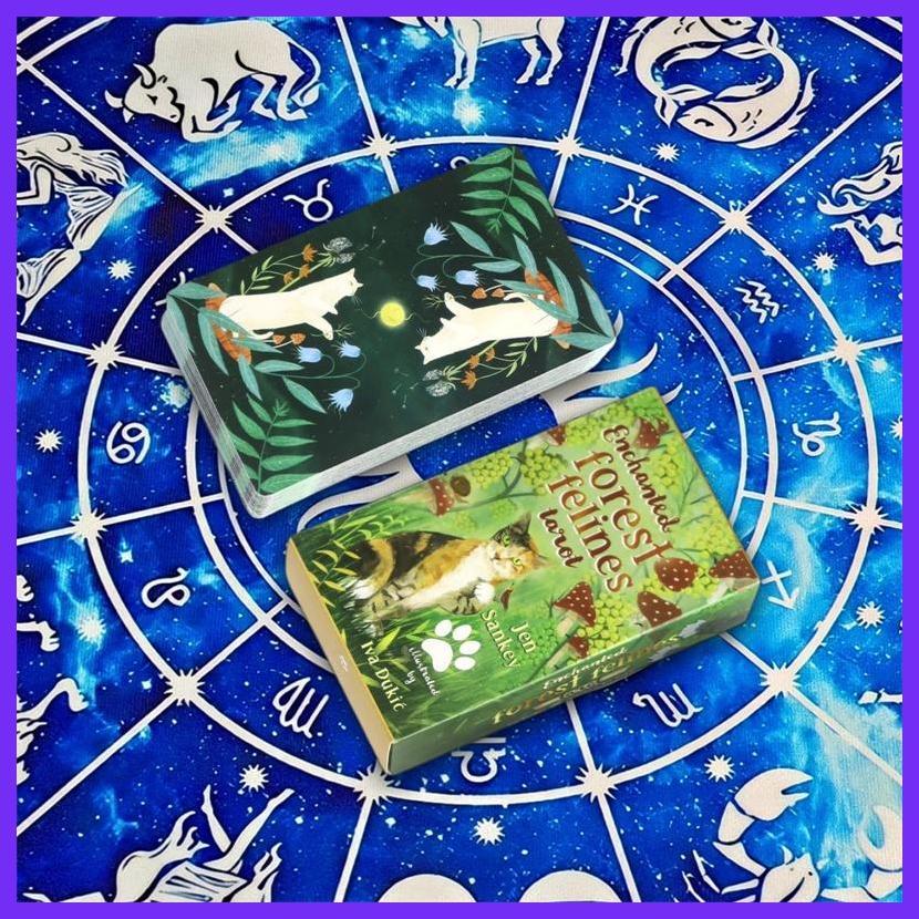 สําหรับ Enchanted Forest Felines Tarot เริ่มต้น Tarot Deck Fate Divination Tarot Family Party เกมกระ