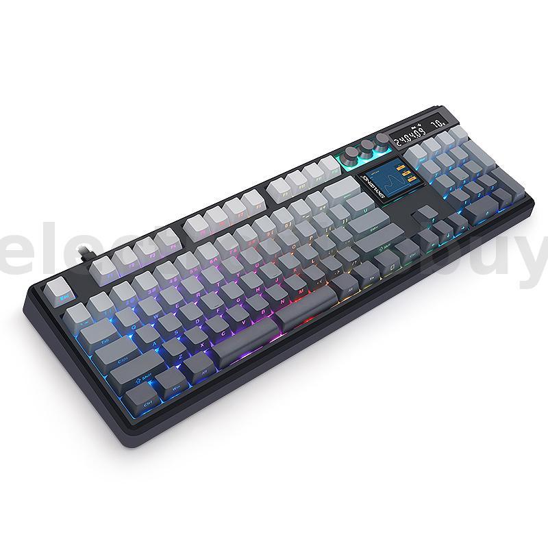 SKYLOONG GK104Pro Tri-mode คีย์บอร์ด Dual หน้าจอ 3 ปุ่ม Hot-Swappable RGB ปะเก็น KTT สวิทช์ 2.4G บลู
