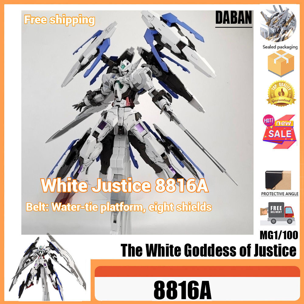 DABAN 8816A MG1/100 White Goddess of Justice พร้อมแปดโล่สติ๊กเกอร์น้ําแพลตฟอร์มประกอบของเล่นโมเดล Me