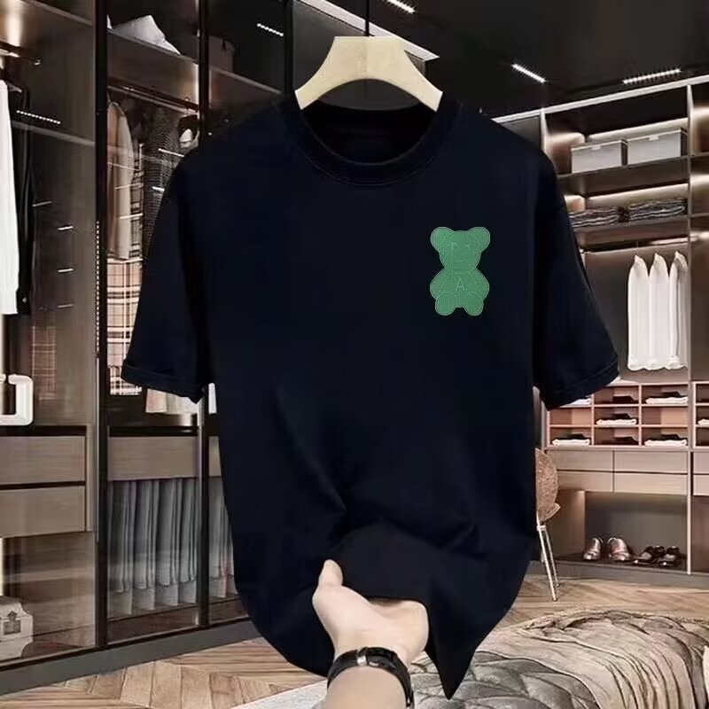 20262025เสื้อยืดแขนสั้นสไตล์ใหม่ผู้ชาย ins Street Wear ยุโรปอเมริกันสไตล์ฮิปฮอปรอบคอ Bottoming เสื้อ