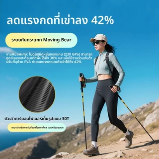 ไม้เดินป่าแบบสามท่อนทำจากคาร์บอนไฟเบอร์ น้ำหนักเบาพิเศษ ไม้เท้าเดินเขา ไม้เท้าเดินทางไกล ไม้เท้าพับได้แบบพกพาสำหรับปีนเขา สต็อกในประเทศ