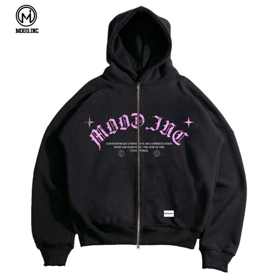 MOOD MOOD | Oversized BOXY ZIPPER HOODIE | MOOD CONFIDENCE SWEATER