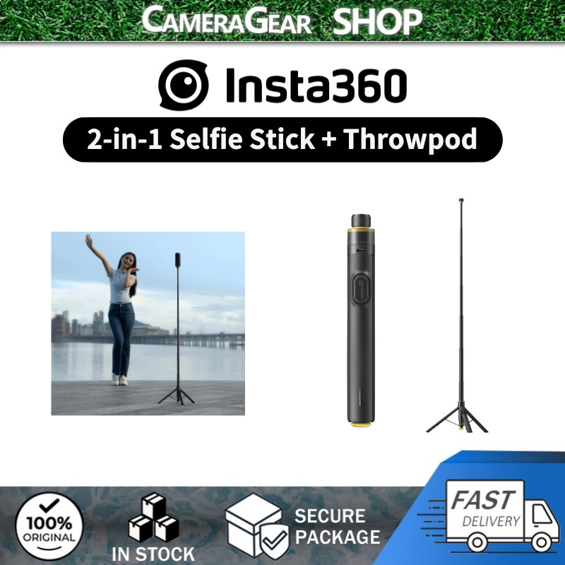 Insta360 2-in-1 Selfie Stick + Throwpod Remote Kit สําหรับ GO Ultra/X5/X4 Air/Ace Pro 2/GO 3S/Flow 2