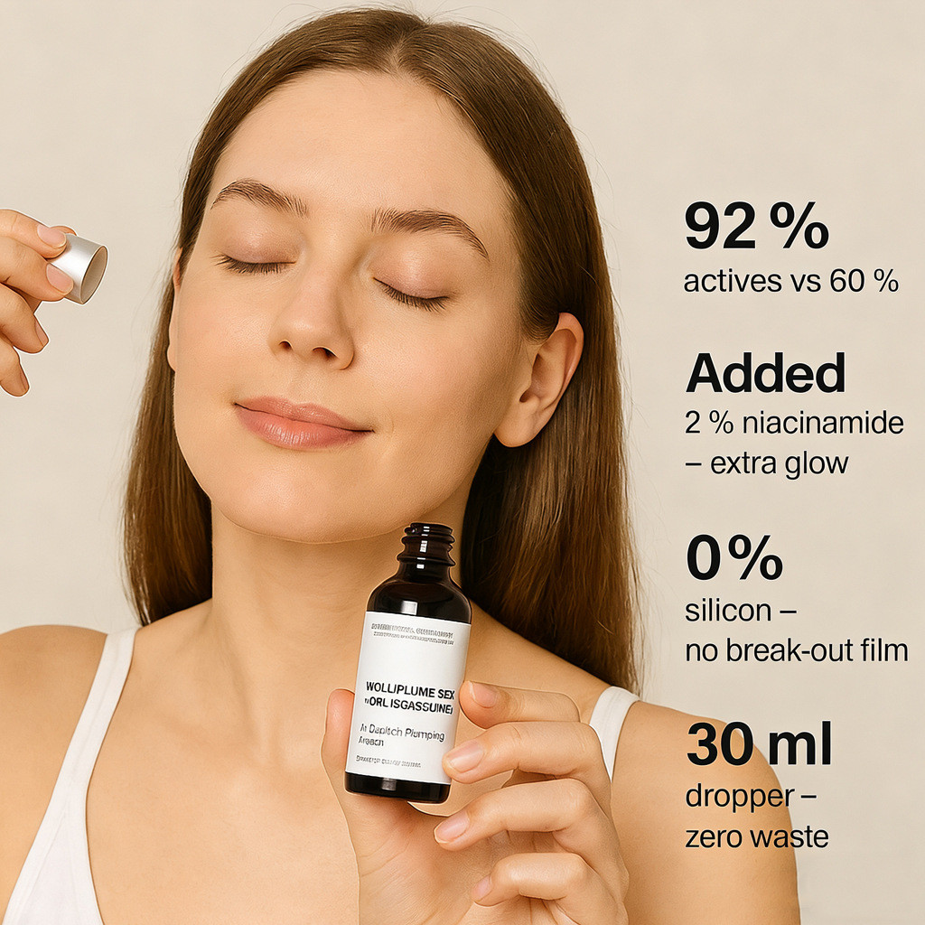 Volufiline 92% Plumping - เพิ่มความกระจ่างใส Firm Fill ริ้วรอย, Niacinamide & Collagen, All Skin Types, 30ml, Vegan Cruelty-Free