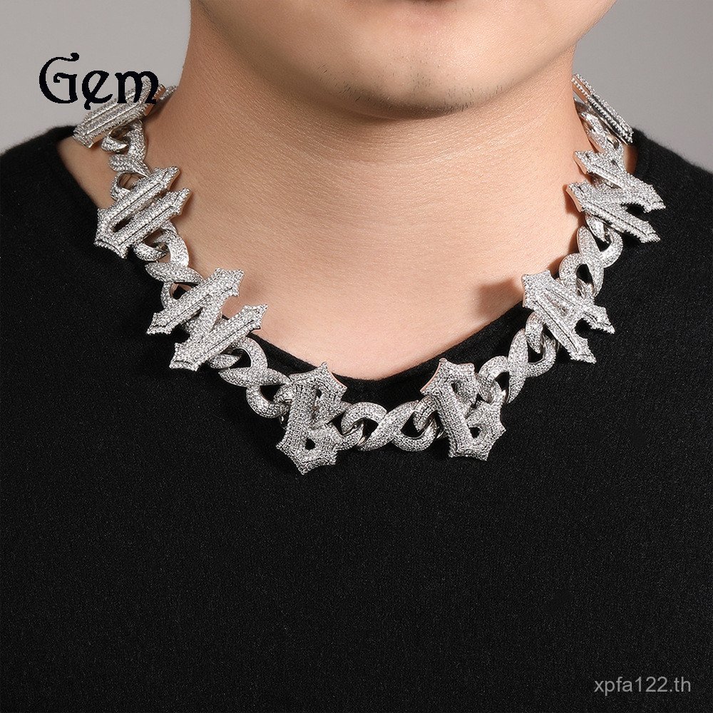 สัญลักษณ์ตัวอักษร Burr Cross-Border สร้อยคอฝังZircon Full Diamond All-Match Unlimited Streetสวมเครื่