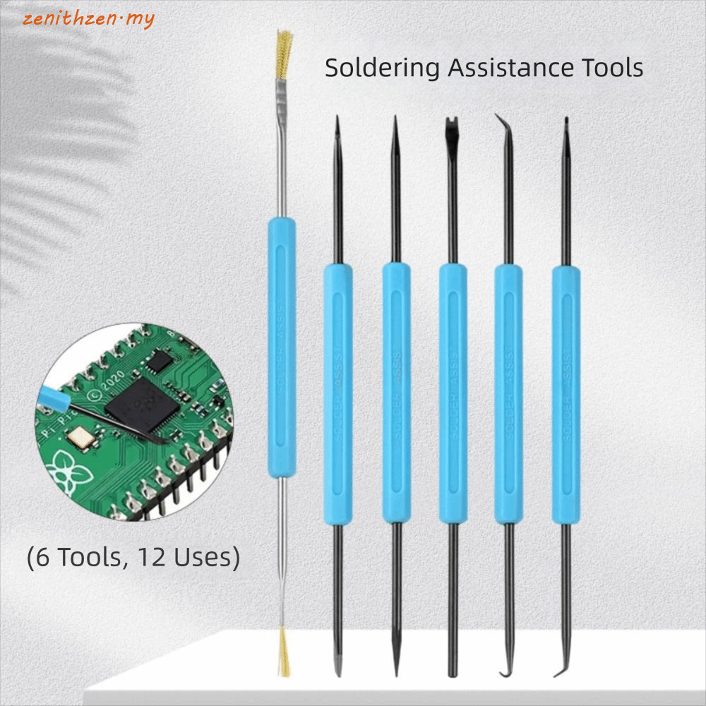 ZENITHZEN PCB เครื่องมือทําความสะอาด, 6 ชิ้นชุดเหล็กคาร์บอน Desoldering Aid เครื่องมือ,เสริมวัสดุทนท