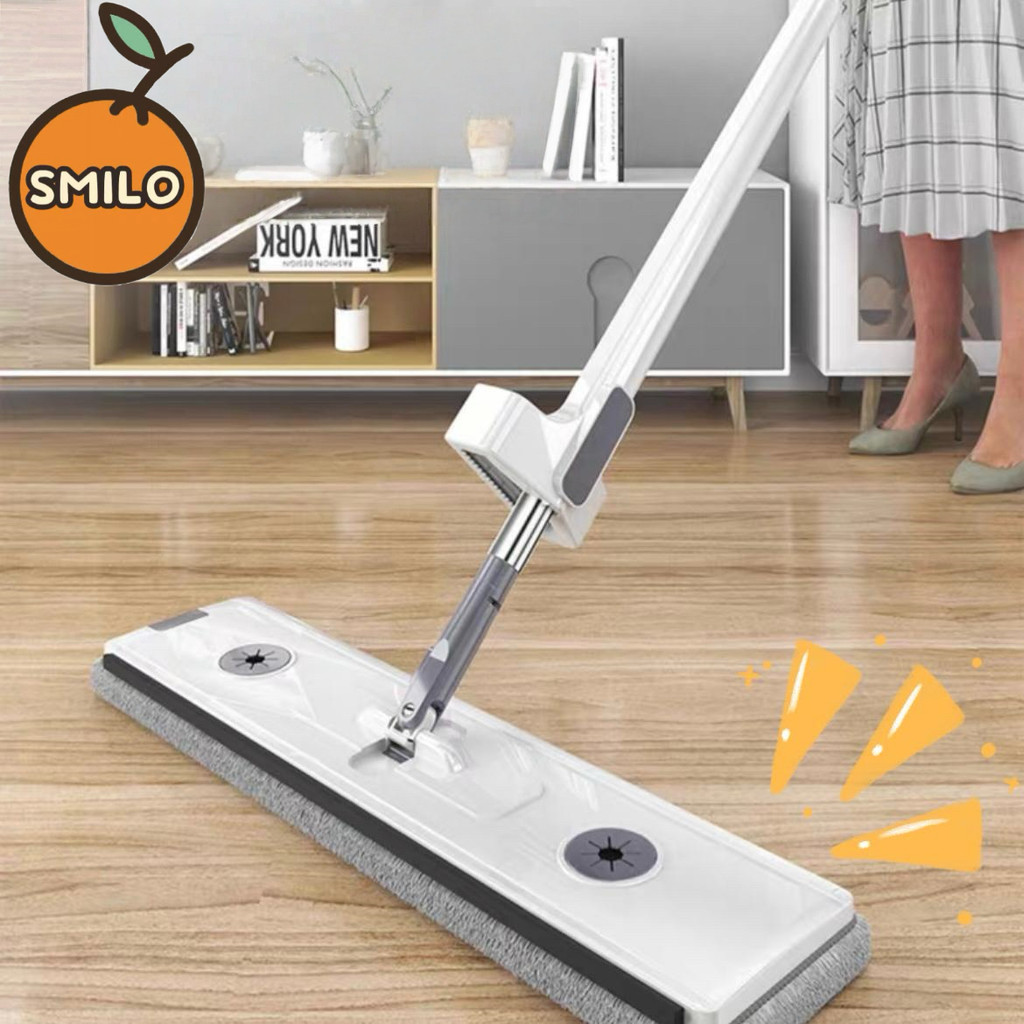 SMILO ไม้ถูพื้นรีดน้ํา นาดใหญ่พิเศษ ผ้าม็อบถูพื้น ดูดซับน้ําได้ดี แบบแห้งเร็ว ไม้ถูพื้นคนขี้เกียจ