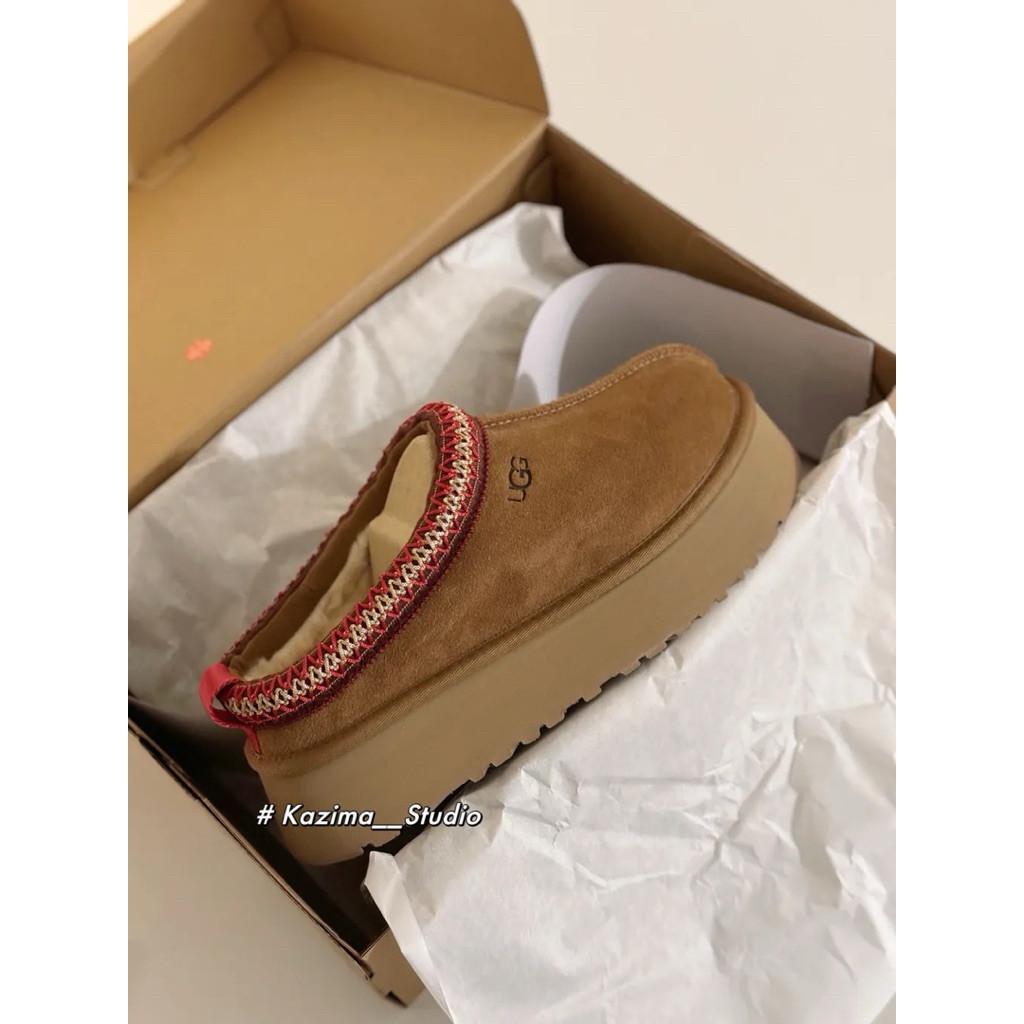 รองเท้าแตะ UGG Tazz ส้นหนา สไตล์ชาติพันธุ์ สีดำ และสี camel milk tea | UG1122553