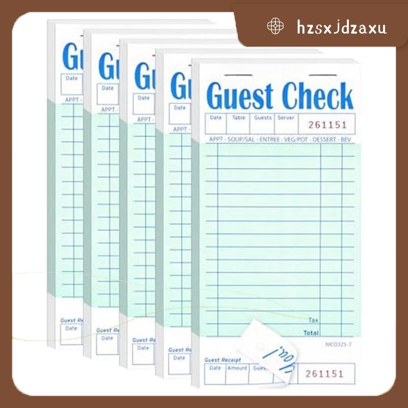 hzsxjdzaxu5 Pack Guest Check Books Server Note Pads สําหรับร้านอาหารร้านอาหาร Order Pad 50 แผ่น/แพ็ค