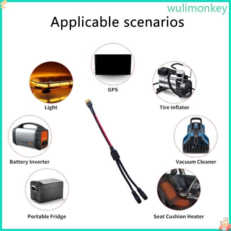 WU XT60 Female to Double DC8mm 7 9x0 9mm Cable 12AWG Extension สําหรับเครื่องกําเนิดไฟฟ้าพลังงานแสงอ