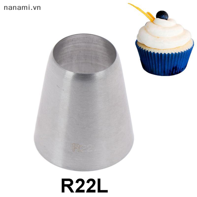 [nanami] R22L หัวฉีดตกแต่งปลายท่อกลม เคล็ดลับขนม เครื่องมือทําขนมเค้กฟองดอง [VN]