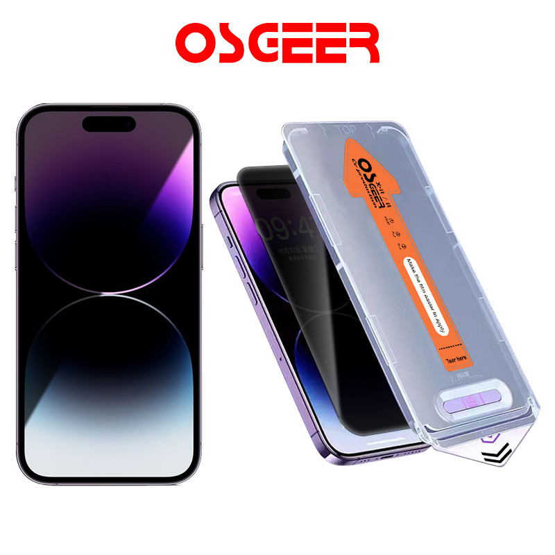 [OSGEER] ตัวป้องกันหน้าจอความเป็นส่วนตัวสําหรับ iPhone17 Air 16 pro max 14 plus 15pro max 16 11 12, การกําจัดฝุ่นอัตโนมัติ, ฟิล์มกระจกนิรภัย Anti-Spy