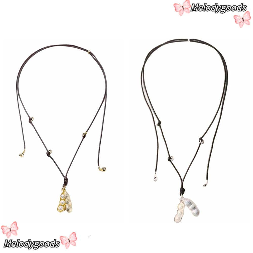 สร้อยคอ MELODG สายโลหะผสมแบบถั่ว Pod โซ่ยาวสำหรับแฟชั่น
