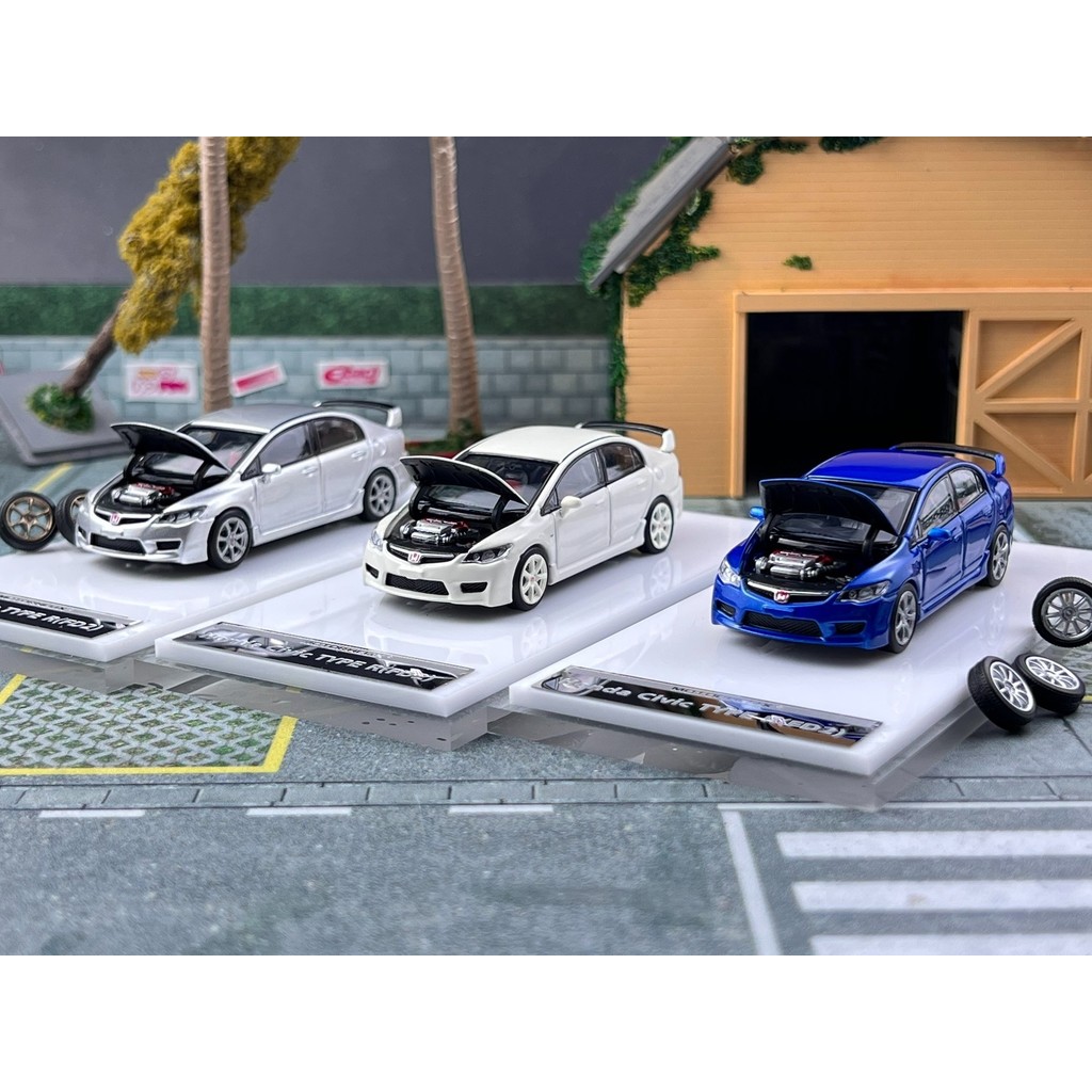 พร้อมสต็อก MH 1: 64 Honda Civic Type R FD2 Alloy Open Cover Car Model MOTOR HELIX