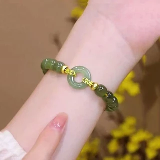 สร้อยข้อมือลูกปัดหยกสไตล์วินเทจ เหมาะสำหรับผู้หญิง เพิ่มเสน่ห์ในการแต่งกาย