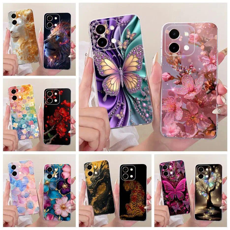 สําหรับVivo Y28 4GกรณีV2352 หรูหราดอกไม้ผีเสื้อทาสีฝาครอบSoft Slimเคสโทรศัพท์สําหรับVivo Y28 5G V231