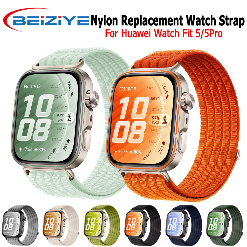 Beiziye ห่วงไนลอนสำหรับนาฬิกา Huawei Fit 5 สายคล้องคอกีฬา Breathable สบายสายรัดข้อมือสำหรับ Huawei Watch Fit 5 5 Pro Band