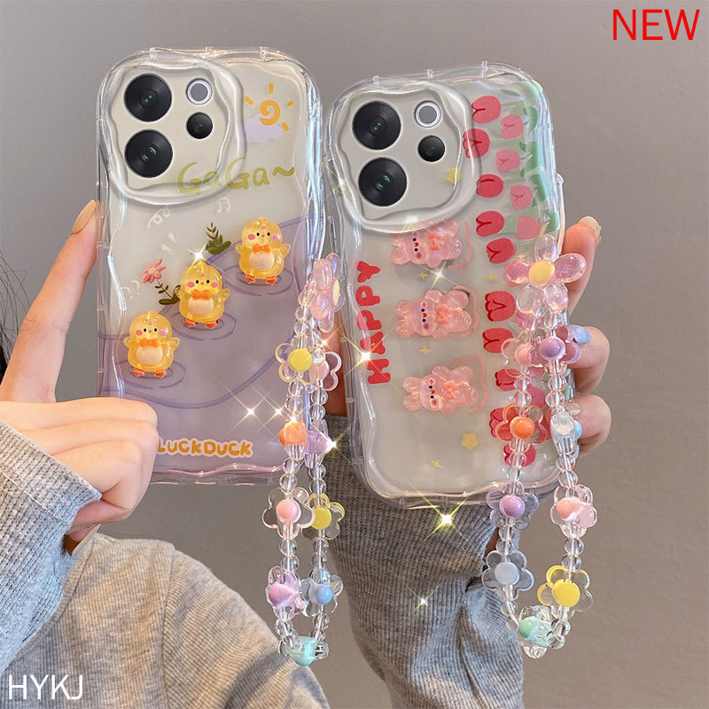 เคส VIVO V70 Casing เคสโทรศัพท์ซิลิโคนอ่อนนุ่ม TPU การ์ตูนดอกไม้โปร่งใส TYTM