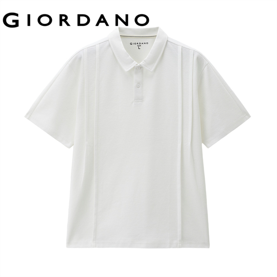 GIORDANO قميص بولو رجالي واسع مبرّد بكسرات — صورة 4