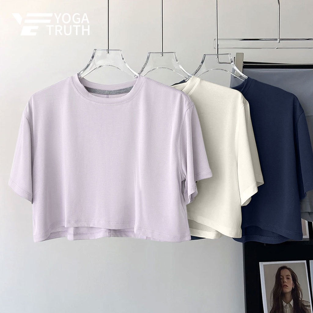 YOGATRUTHSports Loose Top Womens Skin-friendly Breathable เสื้อยืด Gym Fitness