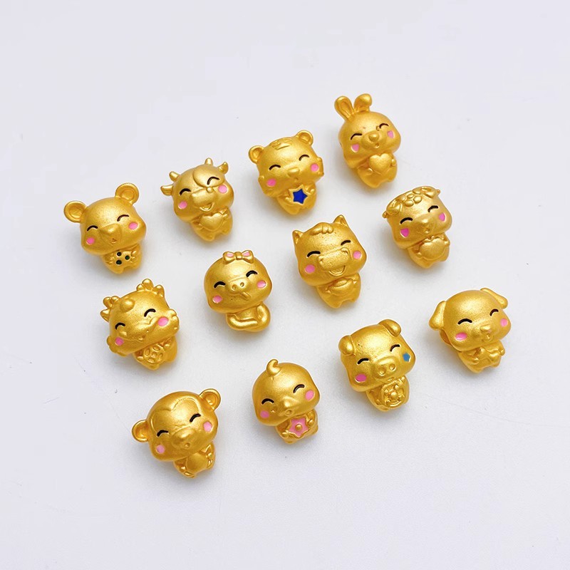 เวียดนามทรายทองสี Retention Zodiac จี้ Spacer ลูกปัดหลวม diy สร้อยข้อมือถักสร้อยข้อมือสร้อยคอวัสดุอุ