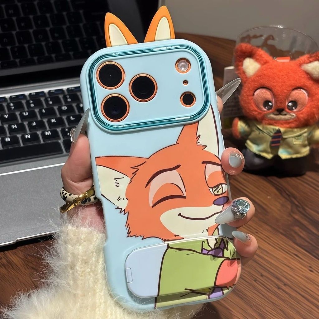 [สติ๊กเกอร์ Judy Nick/ซิลิโคนอ่อนนุ่ม/ที่วางกระจก/การ์ตูน/คู่] เหมาะสําหรับ iPhone x xs xr xsmax 11 12 13 14 15 16 17 por max 14 15 16plus 17air เคสป้องกัน
