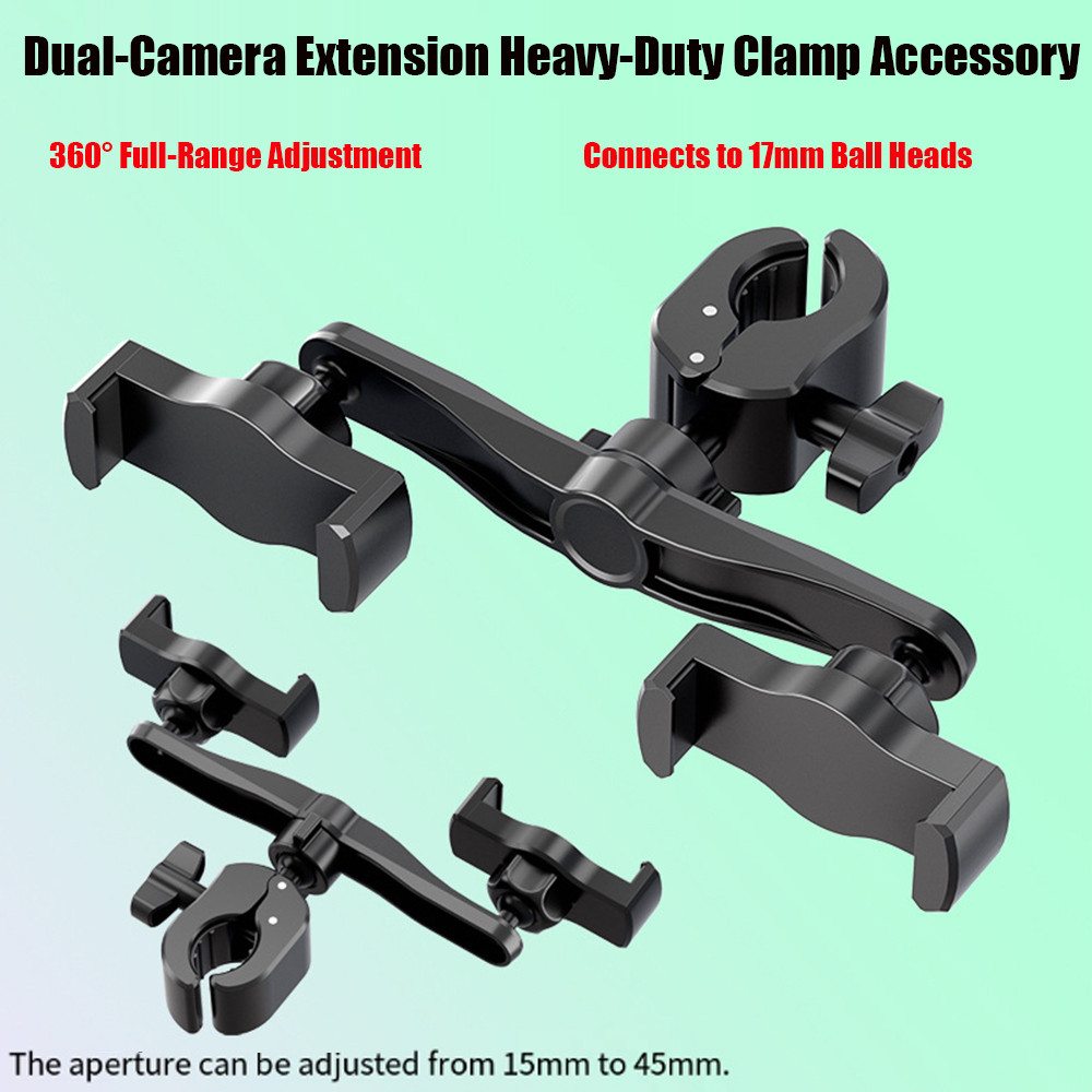 ที่วางโทรศัพท์แบบ Dual-Function ขนาด 17 มม.One-to-Two Dual-Device Clip Mobile Live Streaming Multi-C
