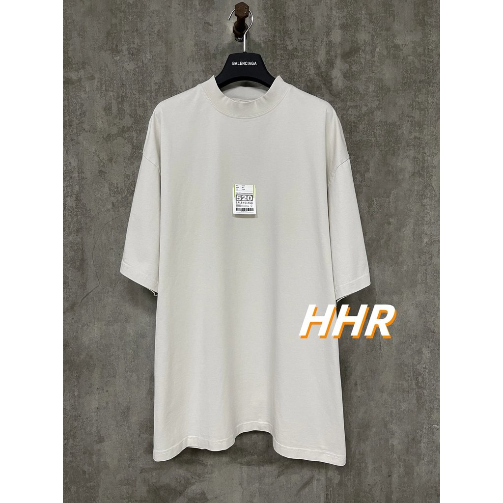 [รุ่นที่ถูกต้อง] Balenc1ag @/Paris 25ss 520 Sticky Notes Limited พิมพ์โลโก้ผู้ชายผู้หญิงคู่รอบคอแขนส