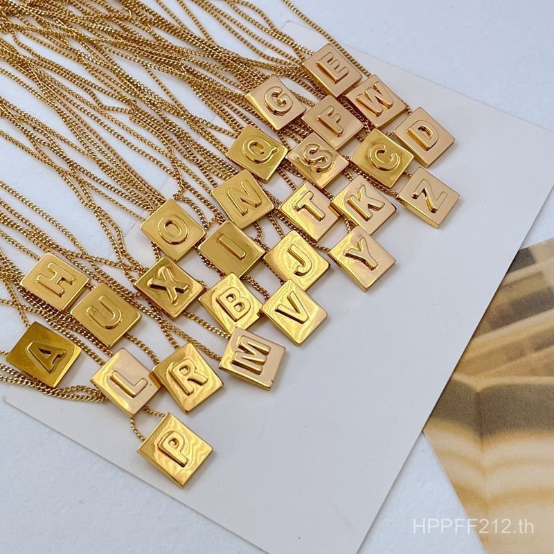 Cool Style Letter Influencer Niche Simple ins นูน Commuter 26 แฟชั่นโลหะออกแบบสร้อยคอสแควร์ KT1I