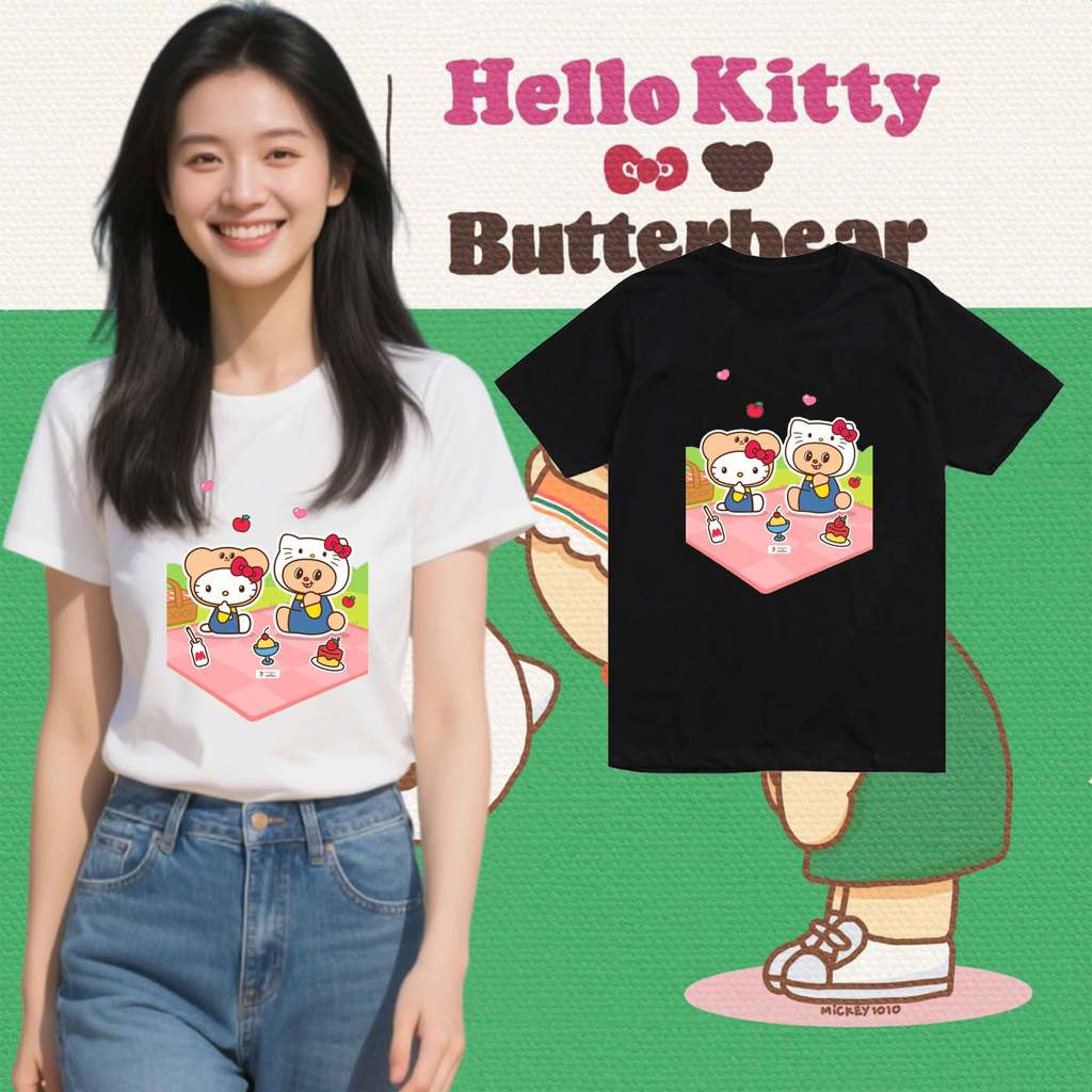 ButterBear x Hello Kitty x 7-Eleven T-Shirt | Fun Daily Style | เสื้อยืดลายน่ารักใส่สบาย