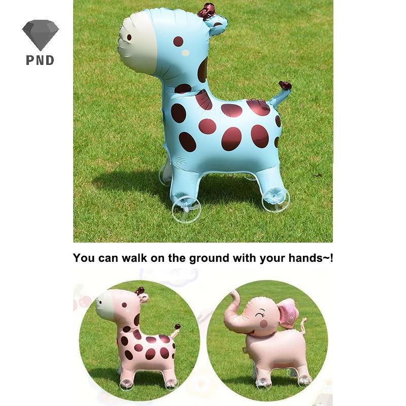 PND การ์ตูนสัตว์ Stand Up อลูมิเนียมฟิล์มบอลลูนล้อ Tiger Giraffe Elephant Birthday Party ตกแต่ง raoog - รูปที่ 4