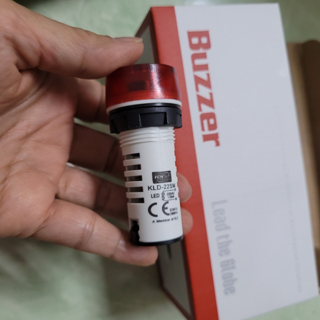 ไซเรนมีไฟ led 22mm 220v AD16-22SM สีแดง,