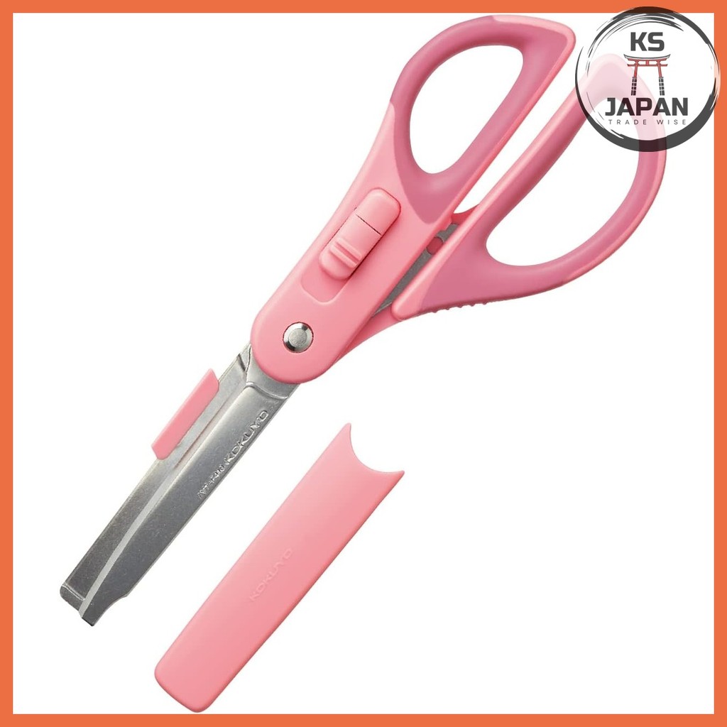 KOKUYO Scissors 2Way Hakoake Glueless Blade Pink Hasa-P410P Body Size: H177xW72xD18mm