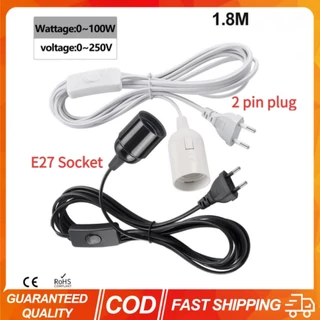 EU Plug E27 ฐานโคมไฟพร้อมสวิตช์ลวด 1.8 M สายไฟสําหรับจี้หลอดไฟ Led Fixture Hanglamp Suspension ผู้ถือซ็อกเก็ต