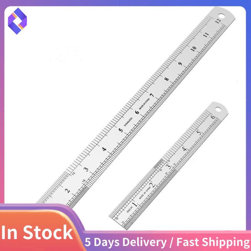 ไม้บรรทัดสแตนเลส 12 นิ้ว + ไม้บรรทัดโลหะ 6 นิ้ว