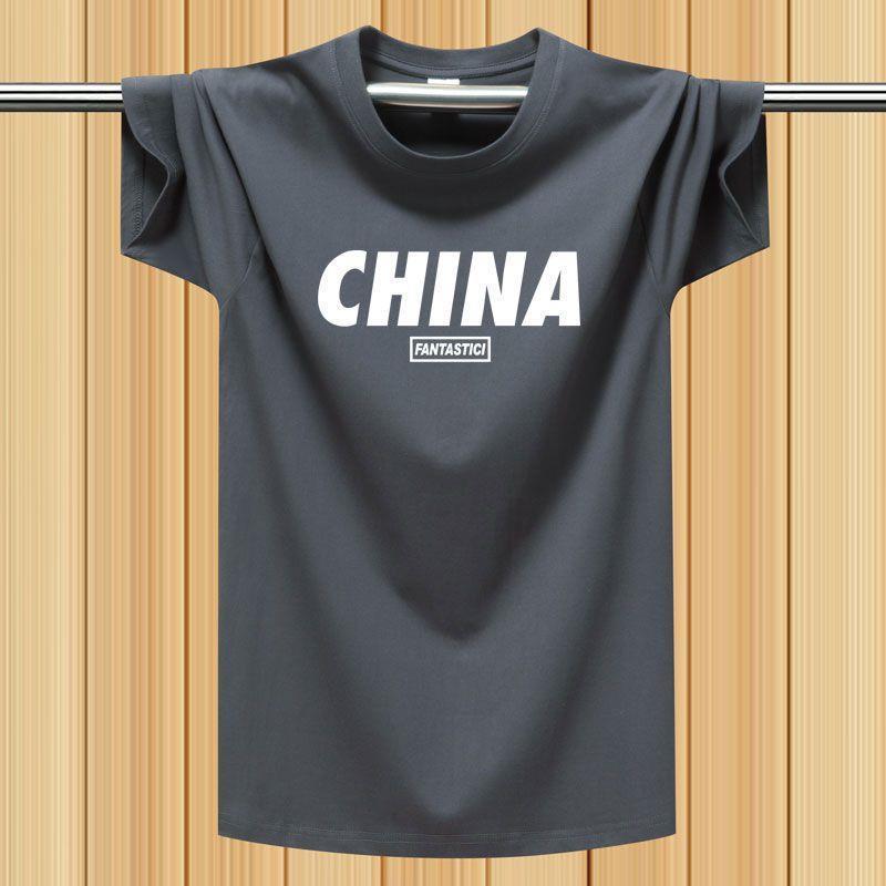 ปลาค็อด ขายส่งอเมริกันหนักแขนสั้นเสื้อยืดผู้ชายอินเทรนด์ด้านบนฤดูร้อนขนาดบวกหลวมรอบคอครึ่งแขนเสื้อยื