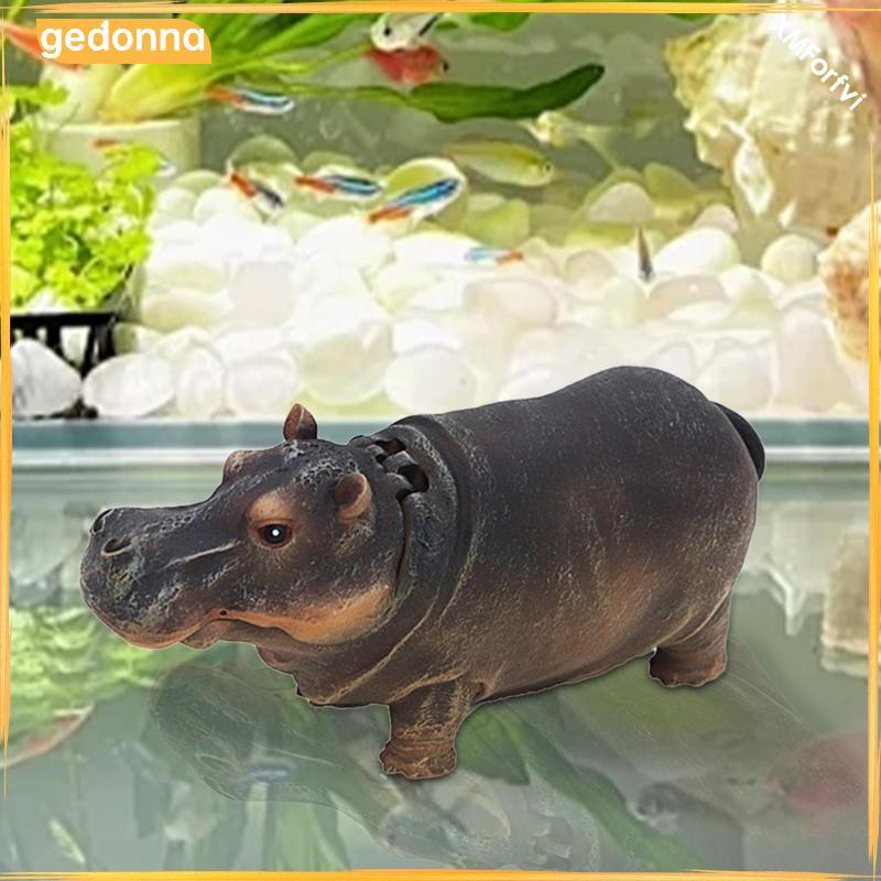 [gedonna] Fish Tank Bubbler Decor Hippo Figurine Sturdy Resin น่ารักมัลติฟังก์ชั่น Air Bubbler สําหร