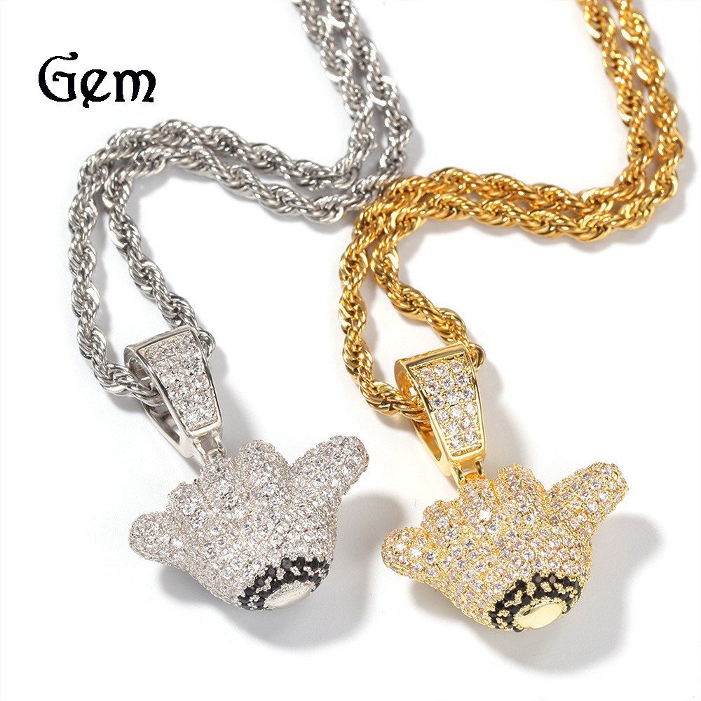 จี้ Gold-Plated Gesture jewellery Street สวมสร้อยคอ 666Hiphop Hip-Hop จี้ผลิตภัณฑ์ใหม่ Rap ผู้ชาย LM